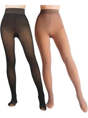 Sheer High-Waist Control Tights - Black & Nude